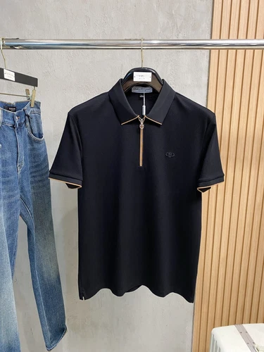 New Salvatore Ferragamo Men Cotton Polo Half Zip Logo Black - Picture 2 of 10