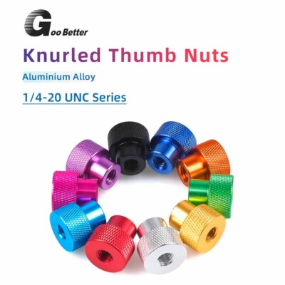 1/4-20 UNC Aluminum Alloy Knurled Thumb Nuts Tripod Fasten Nut Hand Grip Knob