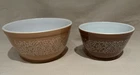 Vintage Pyrex Nesting Mixing Bowls Woodland Set 2 Brown & Tan #401-5.5", #402-7"