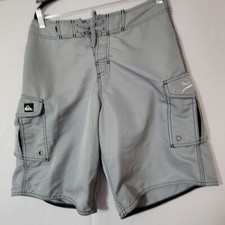 Quicksilver Mens Sz 29 Gray Board Shorts Swim Trunks Front Tie
