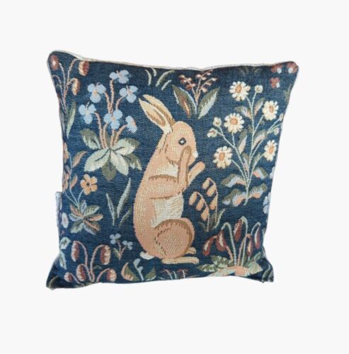 Medieval Rabbit Standing Woven Tapestry Pillow Small Accent Throw Made In USA - Picture 1 of 7