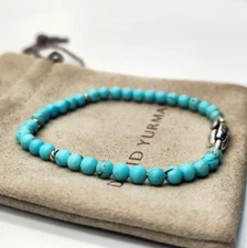 David Yurman Sterling Silver Turquoise Bijoux Spiritual Beads Bracelet 7.5"