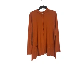 LOGO Lounge by Lori Goldstein Waffle Hoodie Sedona Orange Women XL Athleisure