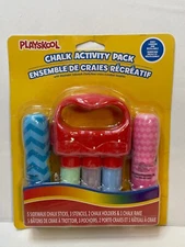 Playskool chalk activity pack sticks stencils holders rake new