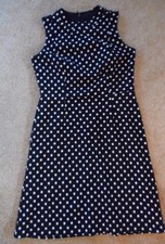 Sleeveless NINE WEST BLACK & WHITE POLKA DOT DRESS Size small polyester 95%