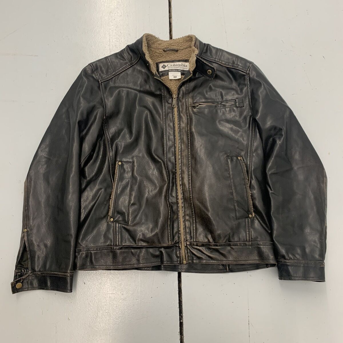 Vintage 90s Columbia Sportswear Biker Zip Black Leather Vintage 90s Columbia Sportswear Biker Zip Black Leather