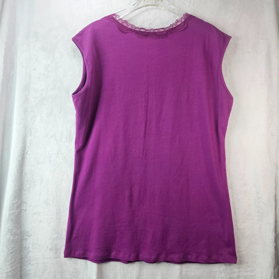 Bella Bird Women Lace Scoop Tee Sleeveless Size XXL Purple Tank Top Cami - Image 3 of 4