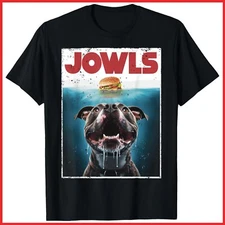 Funny Pittie Pitbull Pit Bull Jowls Burger Bully Dog Black Cotton T-Shirt S-5XL