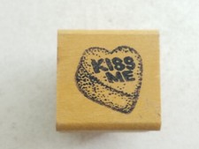 Kiss Me Candy Heart Rubber Stamp Unbranded