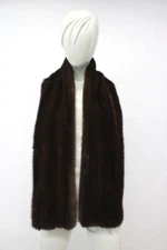 REFURBISHED NEW DARK RANCH MINK DOUBLE SIDED FUR SCARF SHAWL WRAP MEN WOMEN