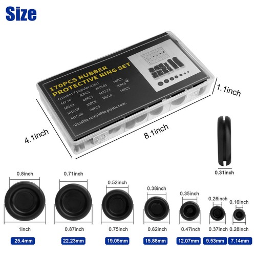170Pcs Rubber Grommet Firewall Hole Plug Set Electrical Wiring Gasket Assortment - Picture 13 of 14