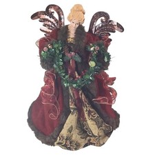 Winward Christmas Tree Topper Angel Topper Finial 16"  Faux Fur Trim