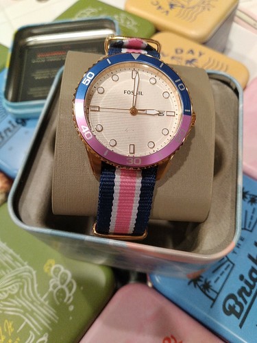 New Fossil Dayle Three-Hand Navy Blue 