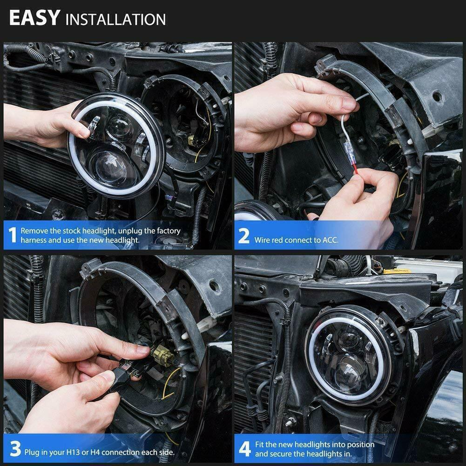 7" LED Headlights+4" Fog Lights+Turn Lamp Combo 07-18 For Jeep Wrangler ...