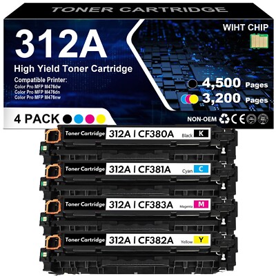 4PK CF380A 312A Toner for HP Color Laserjet Pro MFP M476dn M476dw (With Chip)