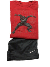 Looks New Red T-Shirt Black Panther Black Nike Shorts Outfit Boy Size 4T