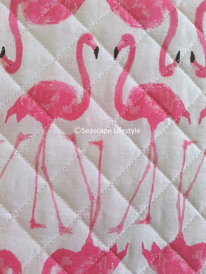 2-pc ☆ TROPICAL FLAMINGOS ☆ Full/Queen Quilt Cynthia Rowley Pink Beach House - Image 3 of 4