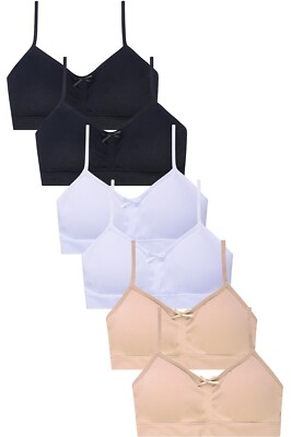 1 or 6 Popular Girls Adjustable Seamless Cami Bras with Removable Padding Packs