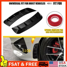 2Pcs Car Black Glossy Side Fender Air Vent Wing Cover Trim Universal Accessories