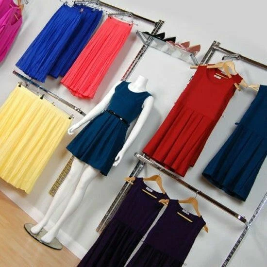 Retail Clothes Display Shelving - Garment Rail Walk in Wardrobe Twin Slot Shelf