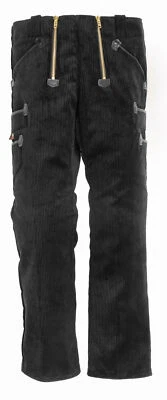 FHB Zunfthose EGON Trenkercord Dreidraht mit Echtleder ohne Schlag schwarz 60068