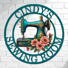 Custom Sewing Room Metal Sign, Creative Room Sign, Personalized Craft Sign