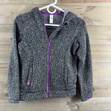 Athleta Girl Girls Jacket Tweed Full Zip Pockets Hood Medium 8 10