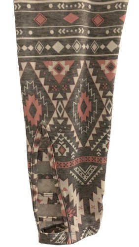 Justice Girls Leggings Gray Geometric Full Length Strap Ankles Stretch Size 12 - Picture 4 of 11