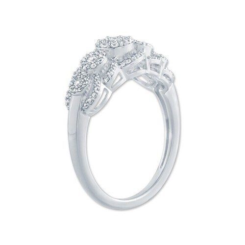 1/2 Carat 10k White Gold Diamond Wedding Anniversary Band Ring - Size 7 - Picture 2 of 3