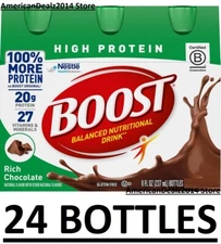 BOOST High Protein Nutritional Drink Rich Chocolate 8 fl oz Choose 6 or 24 Count