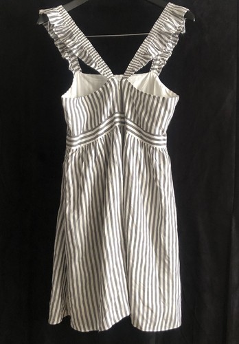 NWT Madewell - Gray striped pinafore dress, ruffled smocked straps, size 4 - Picture 4 of 6
