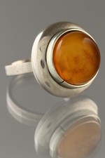 VINTAGE ANTIQUE Genuine BALTIC AMBER Butterscotch Silver 8.5 Ring 12.5g 90711-11