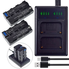 2X NP-F550 Battery & USB LCD Dual Charger for Sony NP-F570 NP-F750 CCD DSC DCR