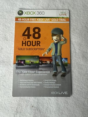 Microsoft Xbox Live Free 48 Hour Trial Gold Subscription