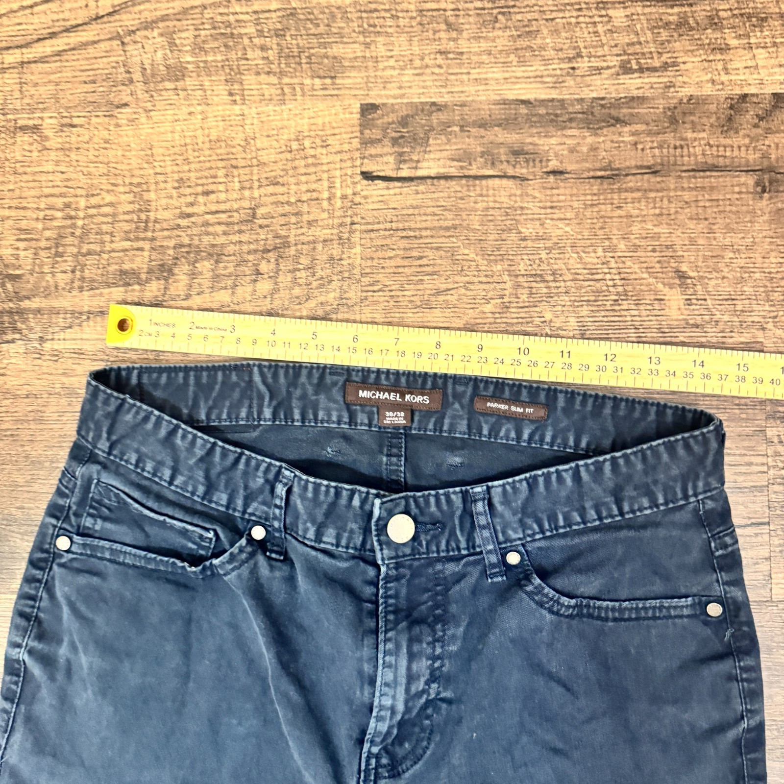 MICHAEL KORS NAVY BLUE 30X32 TAILORED FIT CLOTH TWILL STRETCH JEANS MEN'S thumbnail 5