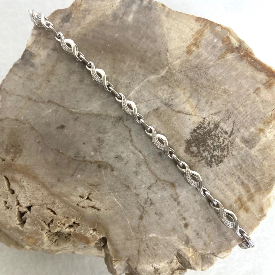 Brazalete Tenis Kay Jewelers Plata Esterlina 925 JWBR Eslabón Infinito Diamante DEFECTUOSO Foto 3 de 4