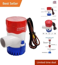 Submersible Boat Bilge Pump 12V 1100GPH Non-Automatic Marine Pump for Ponds