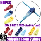 60Pcs T-Tap Electrical Wire Crimp Terminals Quick Splice Cable Connectors Kit AU