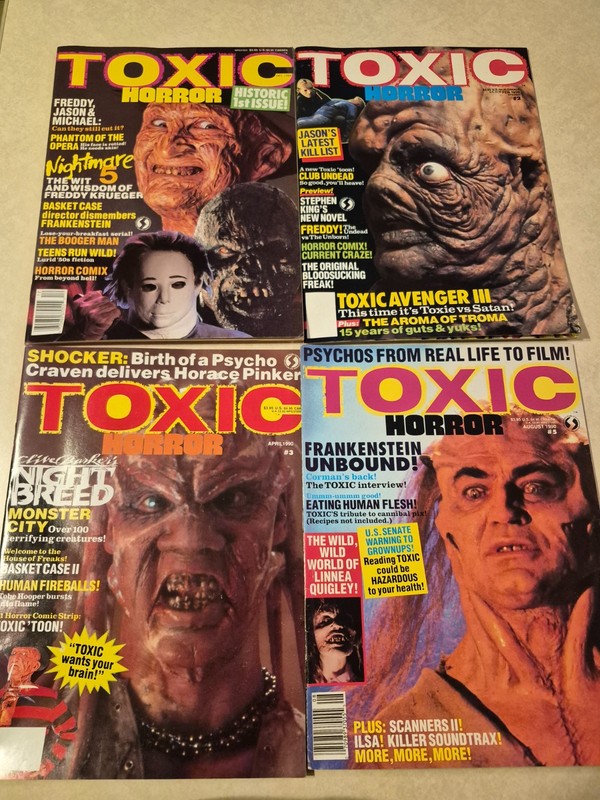 Toxic Horror   Magazine Lot #1,2,3,5. 1989  Pre-owned Very Good Condition