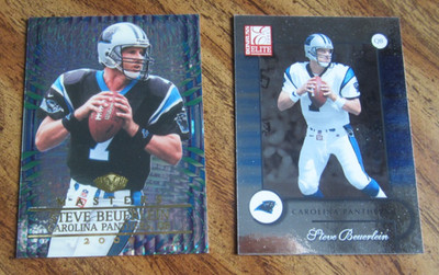 Steve Beuerlein Lot of 2 DIFFERENT Trading Cards w/1 #'d NFL Football Panthers