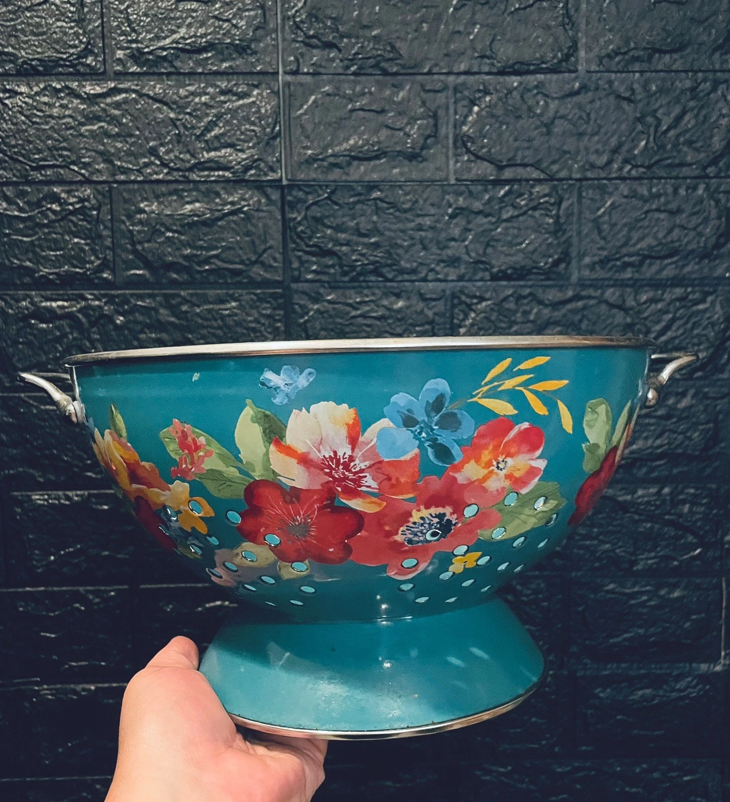 Pioneer Woman ~ Wildflower Whimsy ~ 5-Quart Colander ~ Enamel on Steel FREE SHIP
