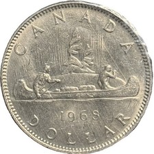 $1 Dollar Canada Canoe Voyageur 1968 AU/XF condition 1968-1980