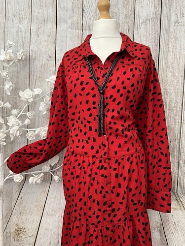 Capsule Red And Black Stretchy Skater Dress With Pockets & Long Sleeves Size 32. - Picture 5 of 11
