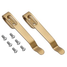 2Set Deep Carry Pocket Clip 2.01"(51mm) Knife Pocket Back Clip with Screws Gold
