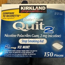 Kirkland Signature Quit 2mg Quit Smoking Gum ICE MINT Nicotine Polacrilex 150