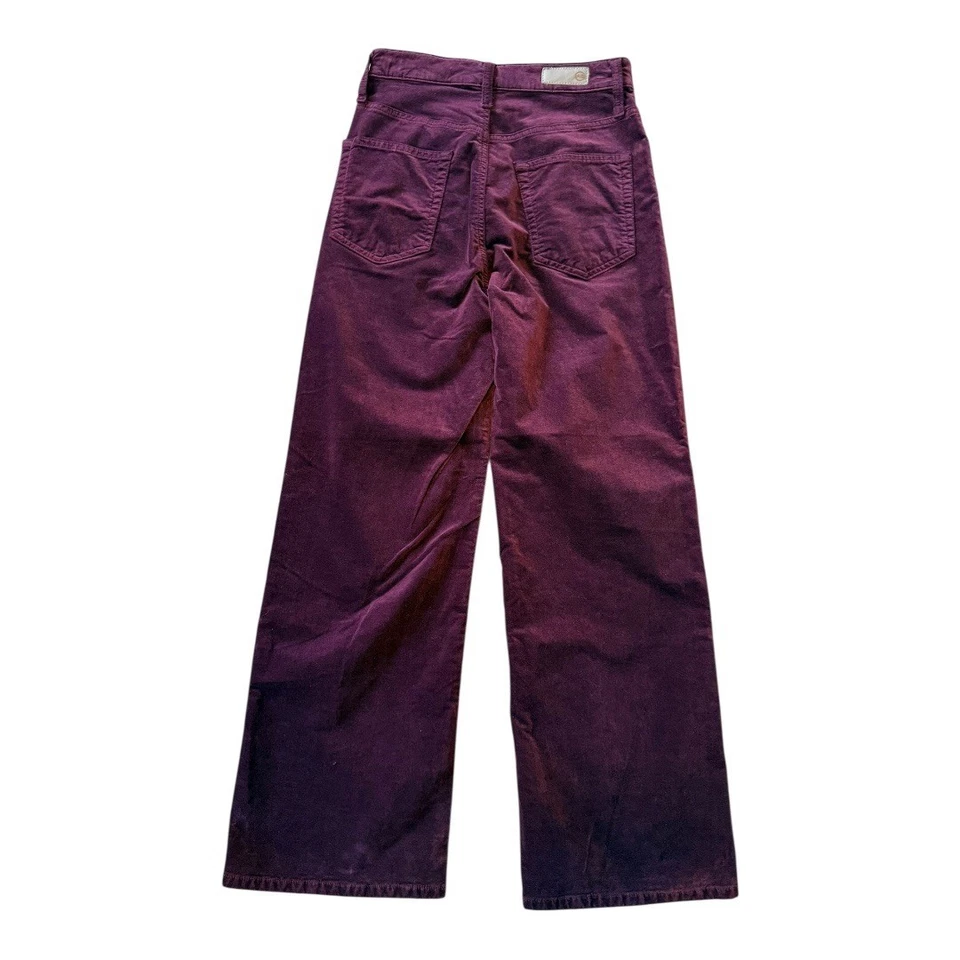 AG Adriano Goldschmied 宽腿作物灯芯绒纽扣飞裤梅子尺寸 4 (26) — 第 2/4 张图片