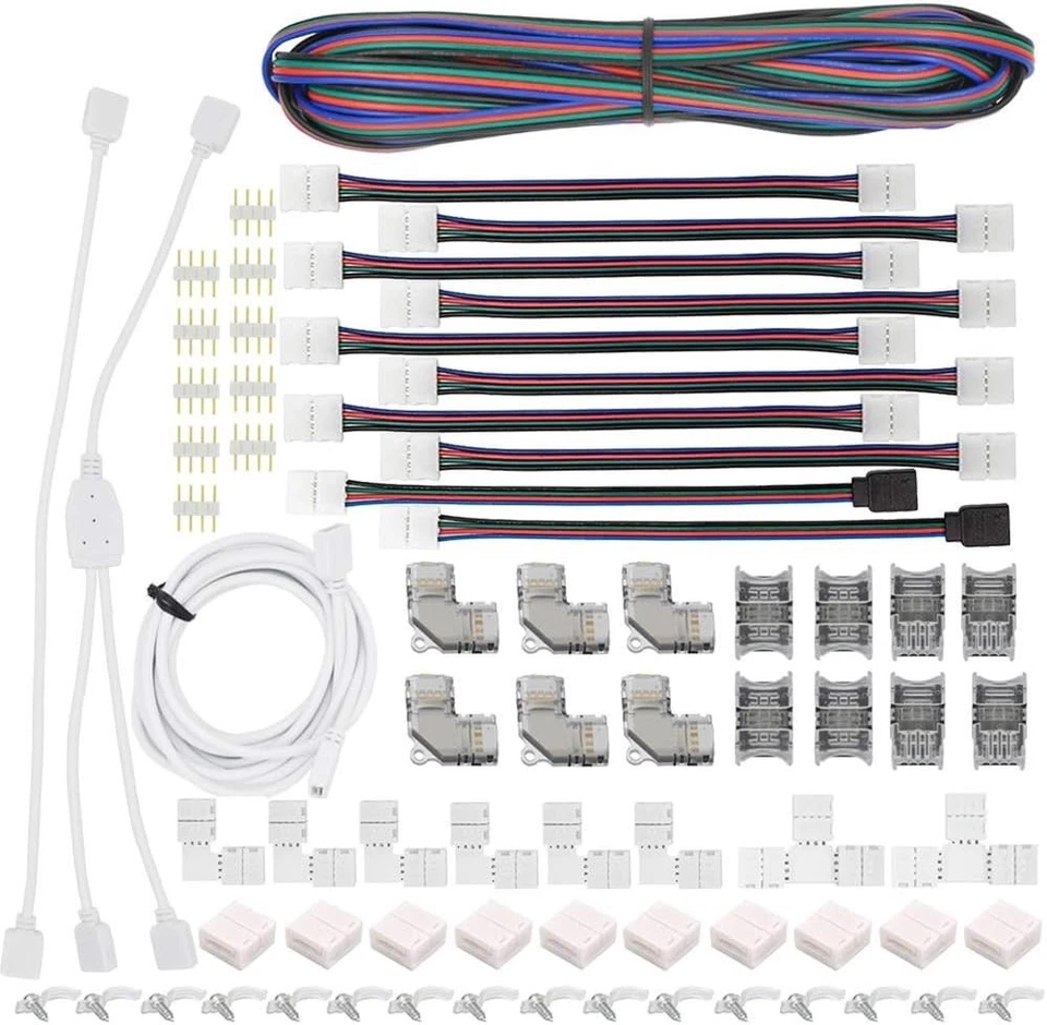14 Types Waterproof 10mm 4 Pin RGB LED Strip Connectors Kit for DIY Projects - Image 3 of 4