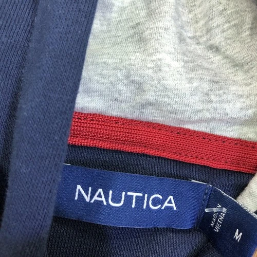 Nautica Hoodie Sweatshirt Mens Medium Blue Fleece Pullover Nautica EST 1983 Logo image 6