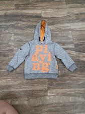 H M Grey  Playing  Pullover Hoodie Kids Size 2  4 Graphic Sweatshirt Long Sleeve