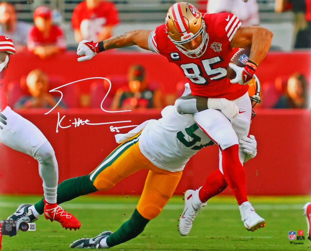 George Kittle Autographed Signed San Francisco 49ers 16x20 Running v.GB Photo-BAW Holo 